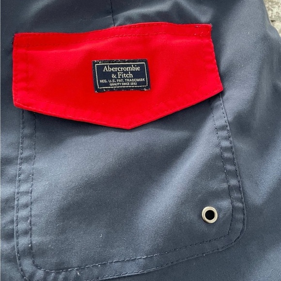 Abercrombie & Fitch Swim Shorts - Red Waistband, Blue Body - Picture 4 of 5